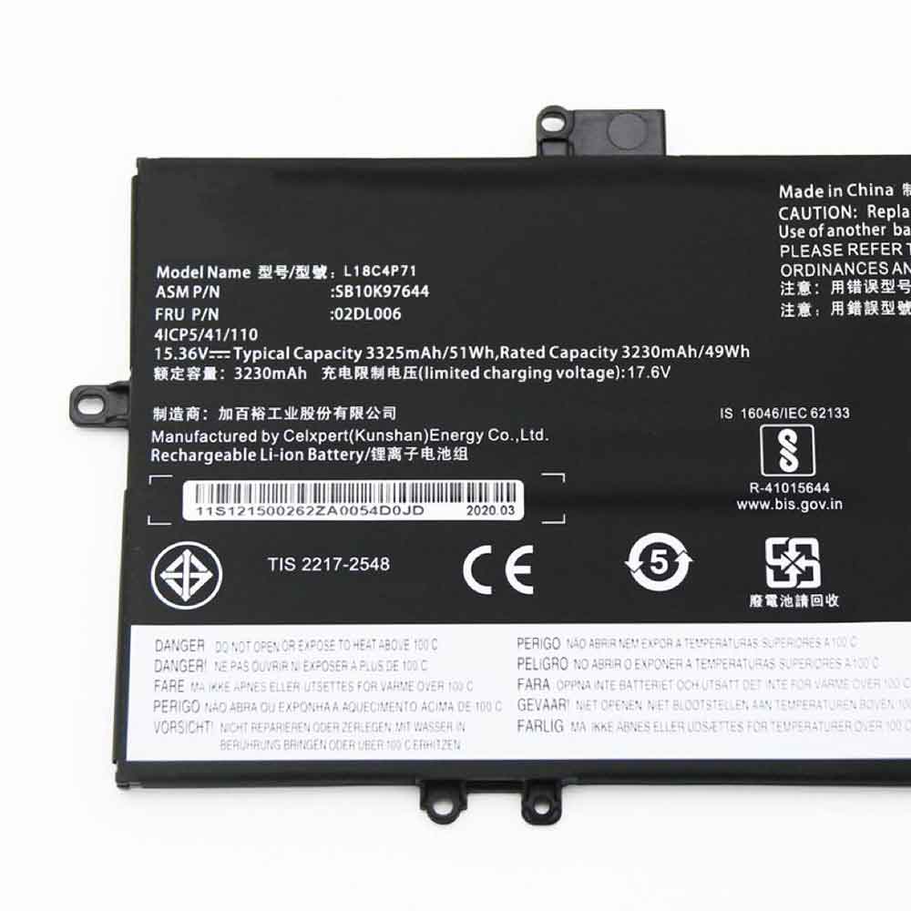 Batería para Thinkpad-X1-45N1098-2ICP5/67/lenovo-L18L4P71